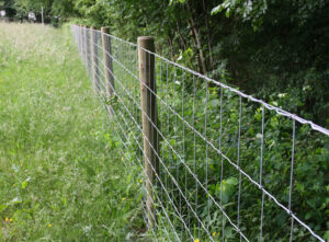 Runde Pfosten mit Knotengitter, Gitterzaun